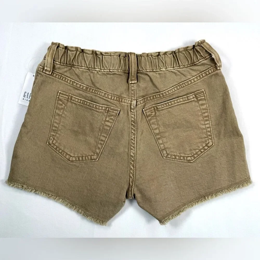 NWT GAP Kids Girlfriend Denim Short High Rise 10 Classic Frayed Khaki NEW
